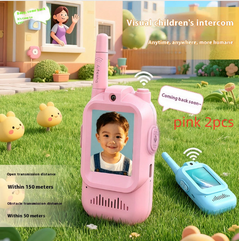 Mini Video Wireless Walkie Talkies for Kids Handheld 2 Pack Rechargeable Intercom Cam Outdoor Family Games Gift for Boys Girls